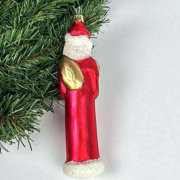 Vintage PIER 1 Blown Mercury Glass Santa Christmas Ornament Red White Gold - Picture 7 of 11